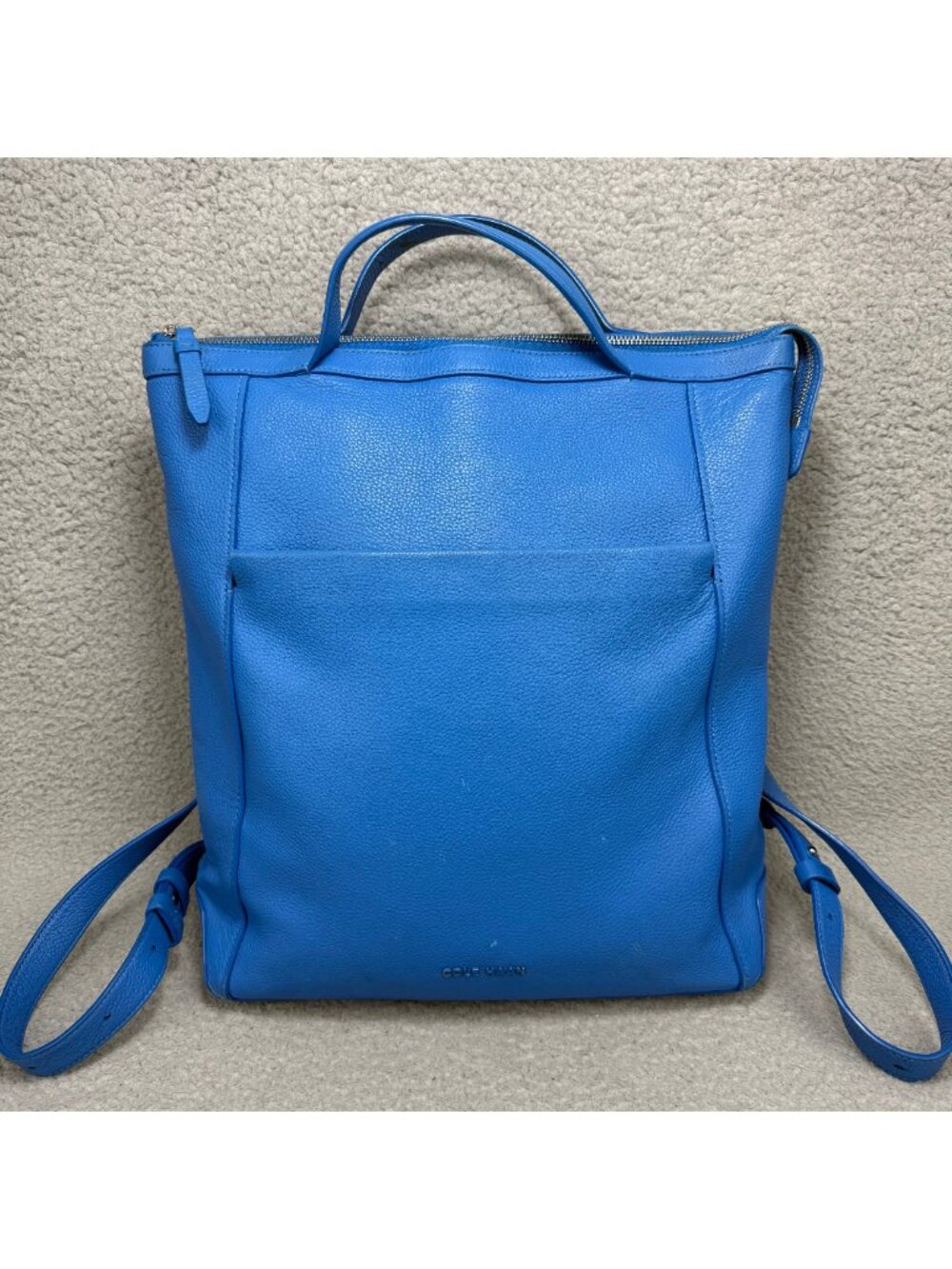Cole Haan Backpack Blue Grand Series Convertible Shoulder Crossbody Leather Bag